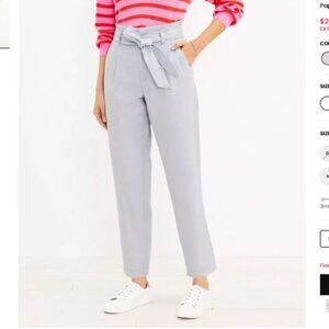 LOFT BROWN Ankle Cropped Tapered Paperbag Pants with Belt